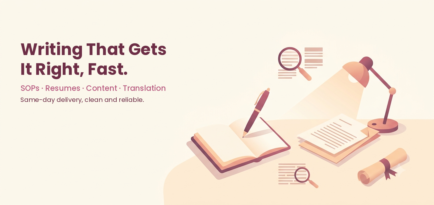 SOP, Resume & Content Writing Help — Available Today