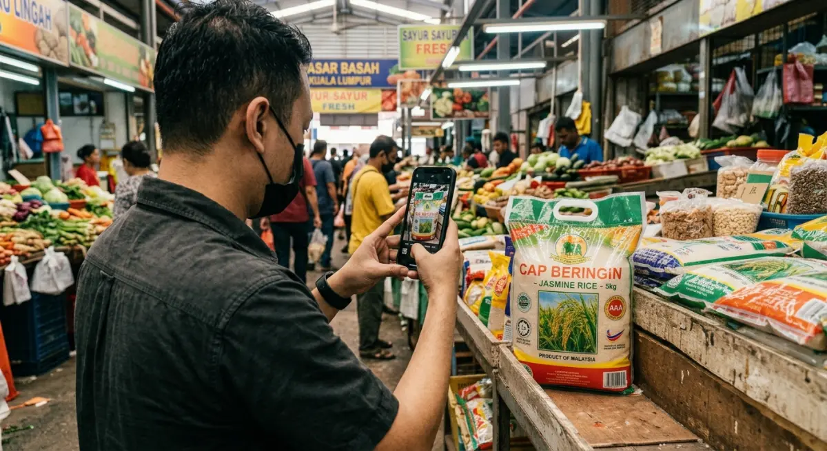 Easy phone-photo task : rice price at local market - RM 90 for 3 short visits — gallery 1
